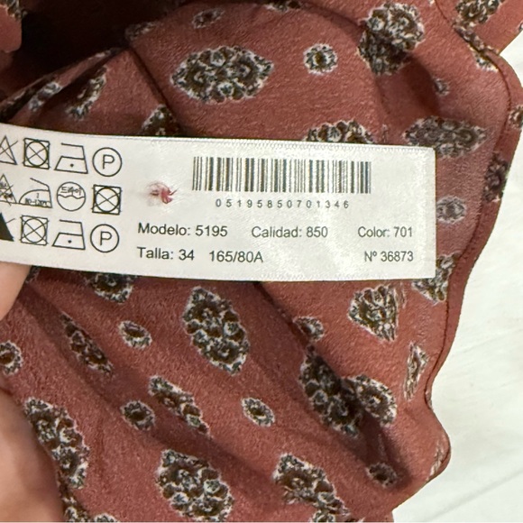 Massimo Dutti Dark Floral Paisley Pussybow Blouse Size 2 Small Academia Chic - Picture 10 of 15